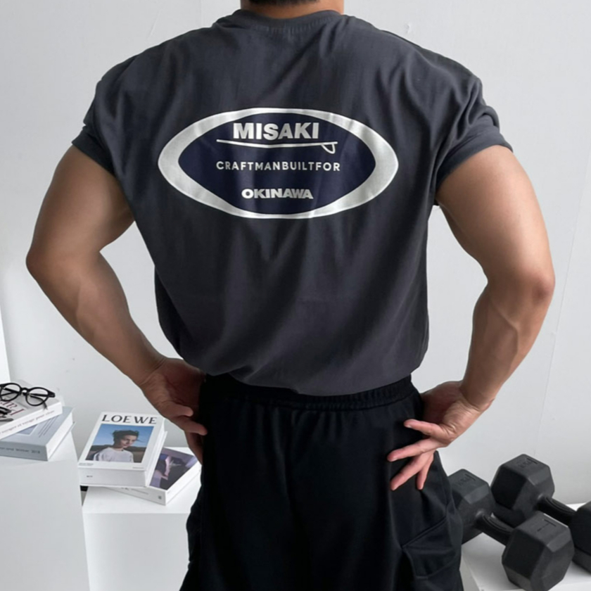 [FashionMuseum] Okinawa Muscle Fit Oversize Men Graphic T shirt – Casual Edge with Bold Twist