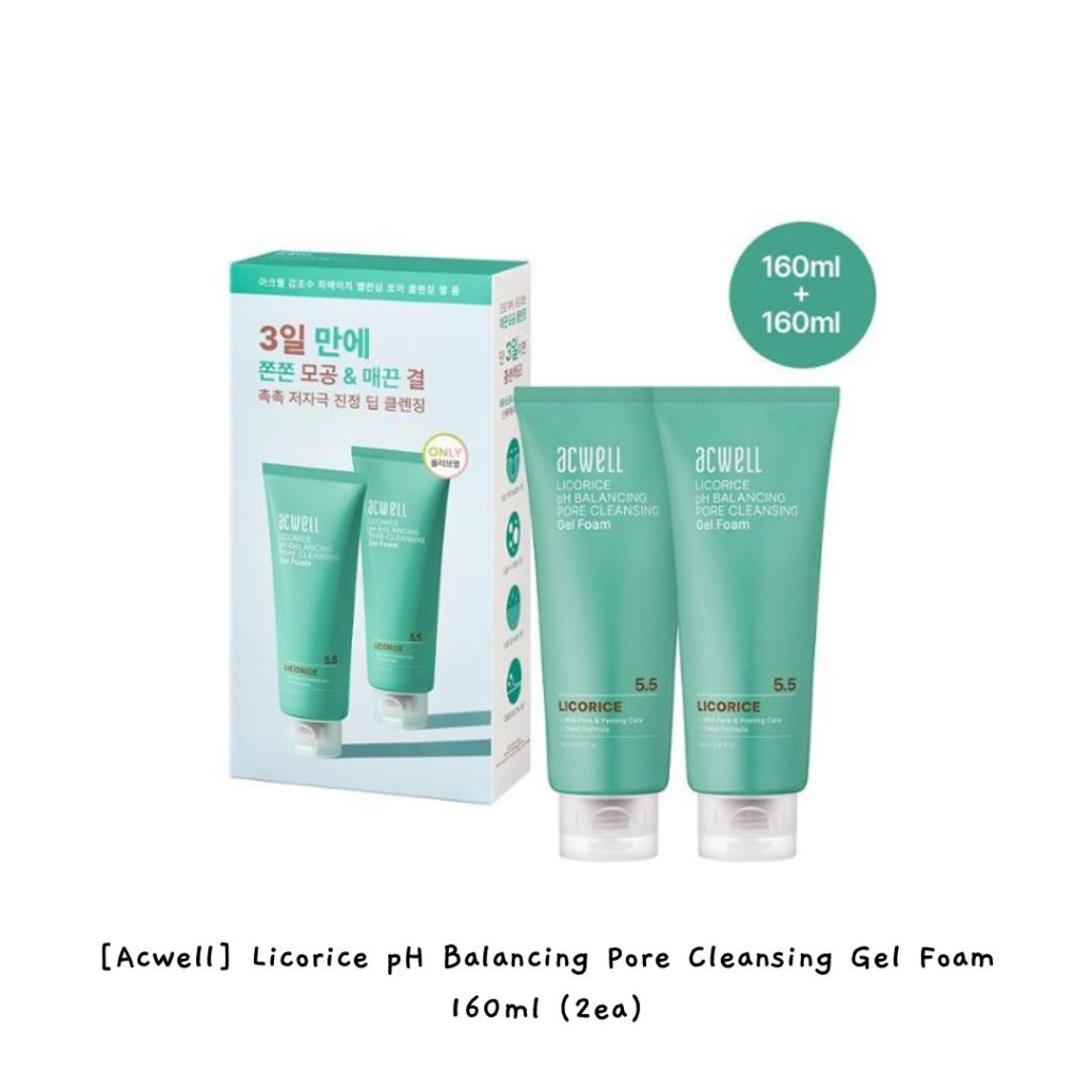 [Acwell ] Licorice pH Balancing Pore คลีนซิ ่ งเจลโฟม 160ml (2eagging / k-beauty