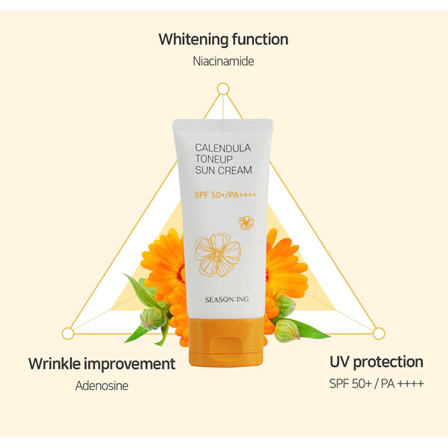 SEASON:ING Calendula Tone up Sun Cream SPF 50+ PA++++ 50g x 2 thumbnail 3