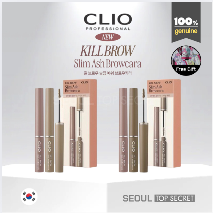 [CLIO] (1+1) Kill Brow Slim Ash Browcara + Ash Pink l EyeBrows, Mascara, เขียนคิ้ว, มาสคาร่า
