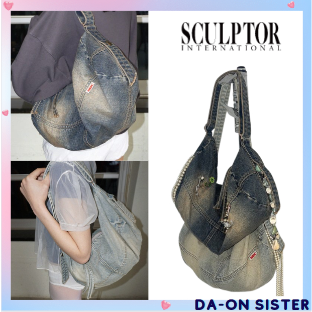 [ SCULPTOR ] Washed Denim Duffle Bag -2color korea แท้ 100%