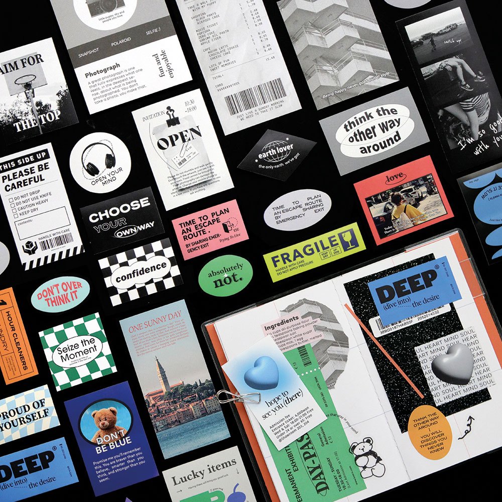 Iconic Collect Sticker Pack (23 แผ่น) ตกแต่ง collage ที่ทันสมัย การ์ดรูปถ่าย สมุดวางแผน K-Pop CUTE เครื่องเขียน