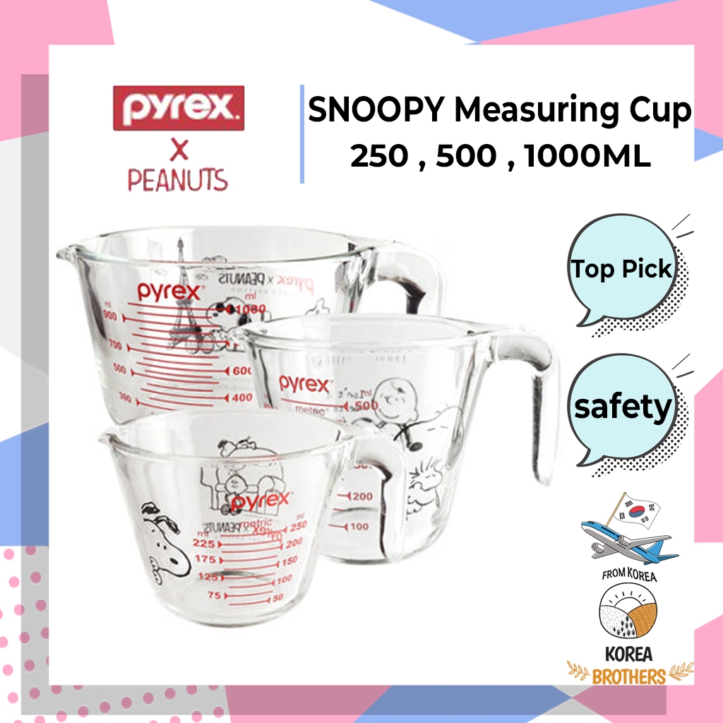 Pyrex x Peanuts / ถ้วยตวงแก้ว Snoopy 250ml / 500ml / 1000ml / จัดส่งจากเกาหลี