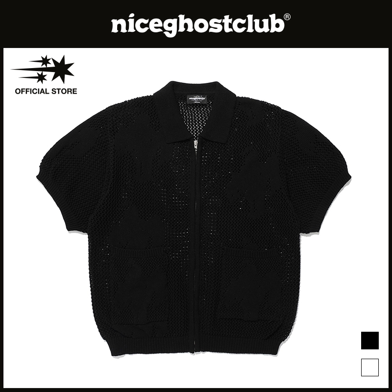 [niceghostclub] Angel Shadow Half Zip Up Polo Knit