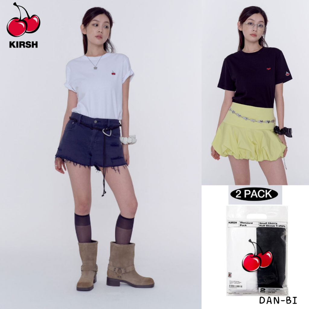 [KIRSH] เสื้อยืด Small CHERRY Standard 2 Pack [White/Black] / CHERRY LOGO POINT /สินค้า KR แท้ 100% 