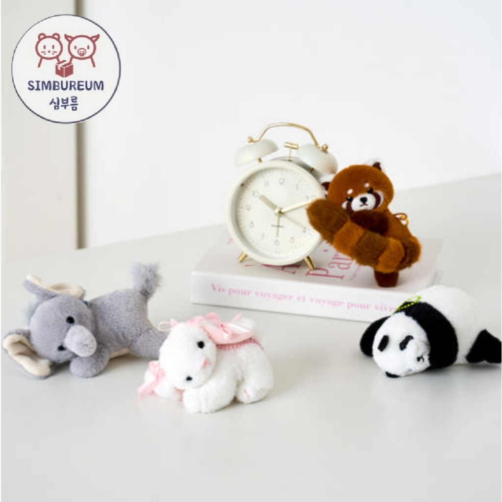 [Everland] เกาหลีสัตว์ Lying Down พวงกุญแจตุ๊กตา _ Panda/ช้าง/กระต่าย/Lesser Panda