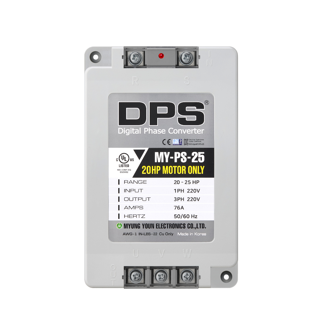ตัวแปลง DPS Single to 3 Phase รุ่น MY-PS-25 ใช้สําหรับมอเตอร์ขนาด 20HP(15kW) 60A 220V 3 เฟส