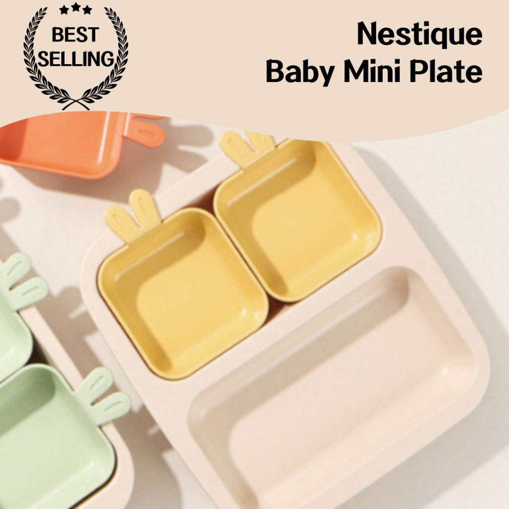 Nestique Rabbit Series Mini Plate ถาดอาหารเด็ก ถาดอาหารเด็ก วัสดุความปลอดภัย BPA FREE Easy washing โต๊ะเด็ก