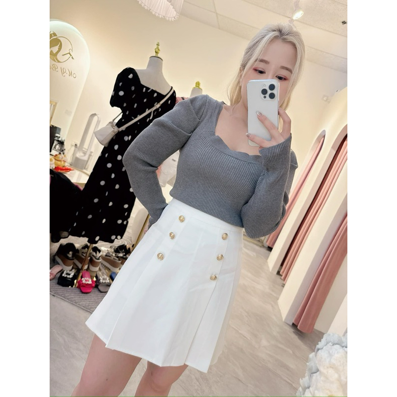 ️TIMESALE $15 ️SK99 TWO ROW BUTTOM SKIRT