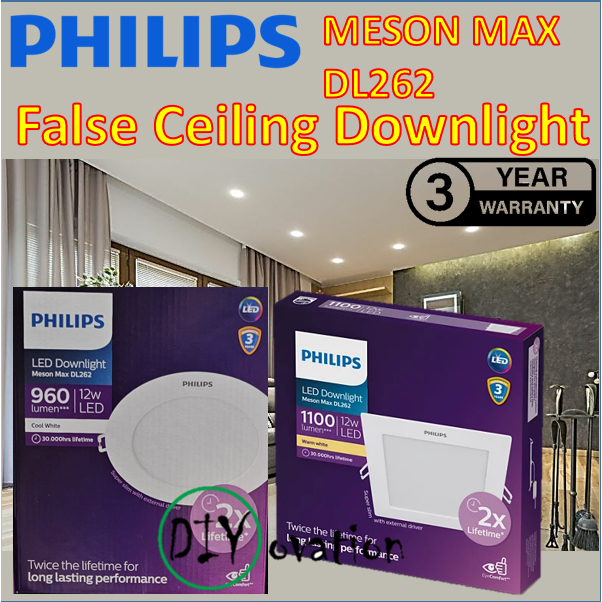 [รับประกัน 3 ปี] Philips Meson Max DL262 ดาวน์ไลท์ LED เพดานปลอม