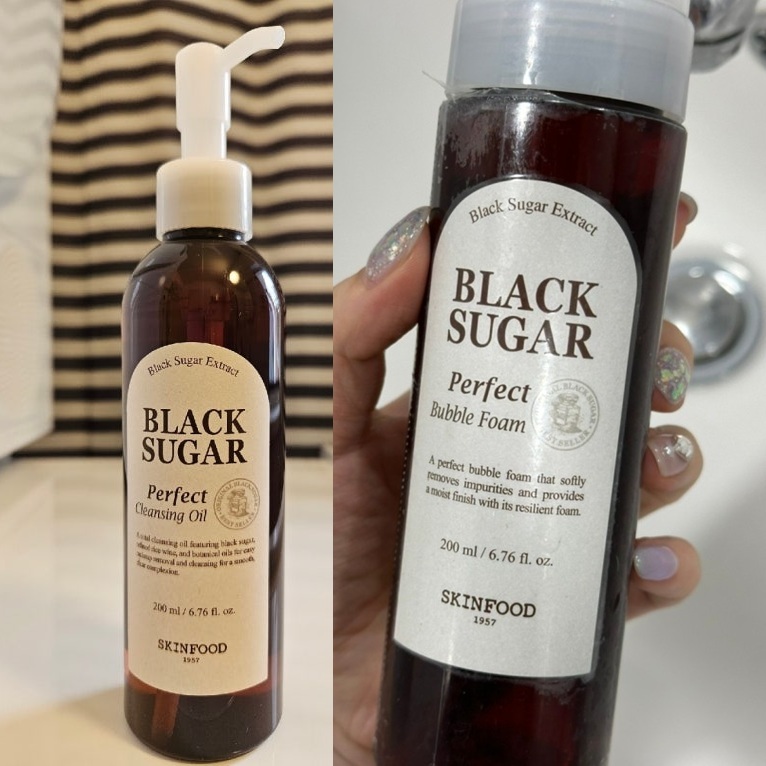 [SKINFOOD] Black Sugar Perfect Cleansing Oil or Bubble Foam แบล็คชูการ์ เพอร์เฟกต์ คลีนซิ่ง สินค้าเกาหลีแท้ๆส่งตรงจากเกาหลี