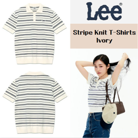 [Lee] เสื้อยืดถักคอปก Lee Stripe Tee Ivory