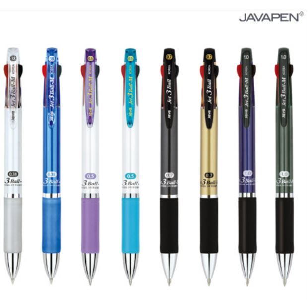 [ผลิตในเกาหลี] Java JET M ปากกาลูกลื่น 3 สี (0.38/0.5/0.7/1.0 มม.)