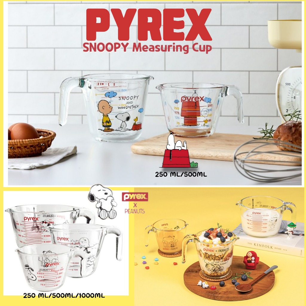 Pyrex ถ้วยตวง Snoopy Edition ขนาด 250ml 500ml 1L💜ไม่รวมถุงช้อปปิ้ง 💜 / ส่งจากเกาหลี✈️🇰🇷