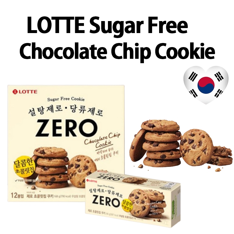 Lotte คุกกี้ช็อกโกแลตชิปปราศจากน้ําตาล LOTTE บิสกิต 6ea 84g / 12ea 168g