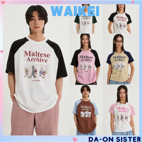 [ Waikei ] เสื ้ อยืดครึ ่ งแขน raglan Maltese archive ( 6 สี ) เกาหลีแท ้ 100 %