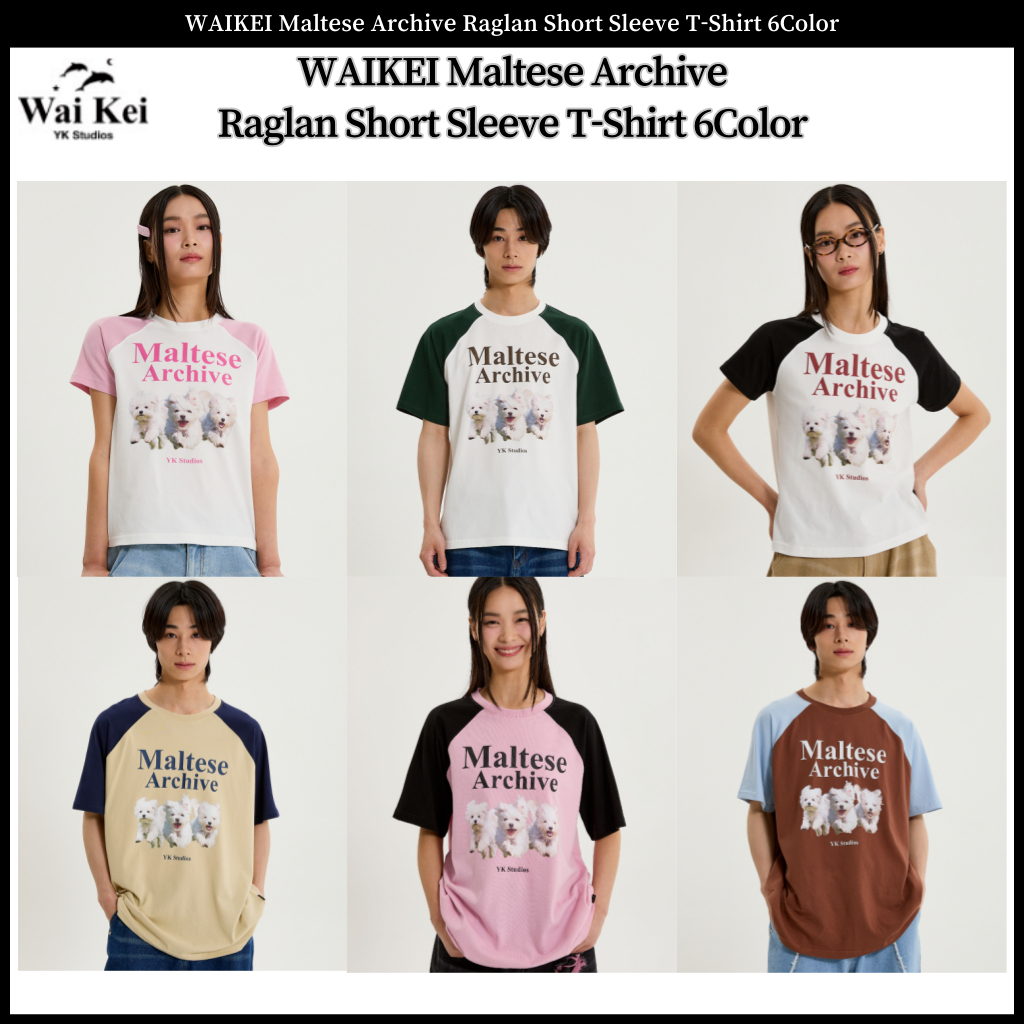Waikei Maltese Archive เสื ้ อยืดแขนสั ้ น Raglan 6 สี