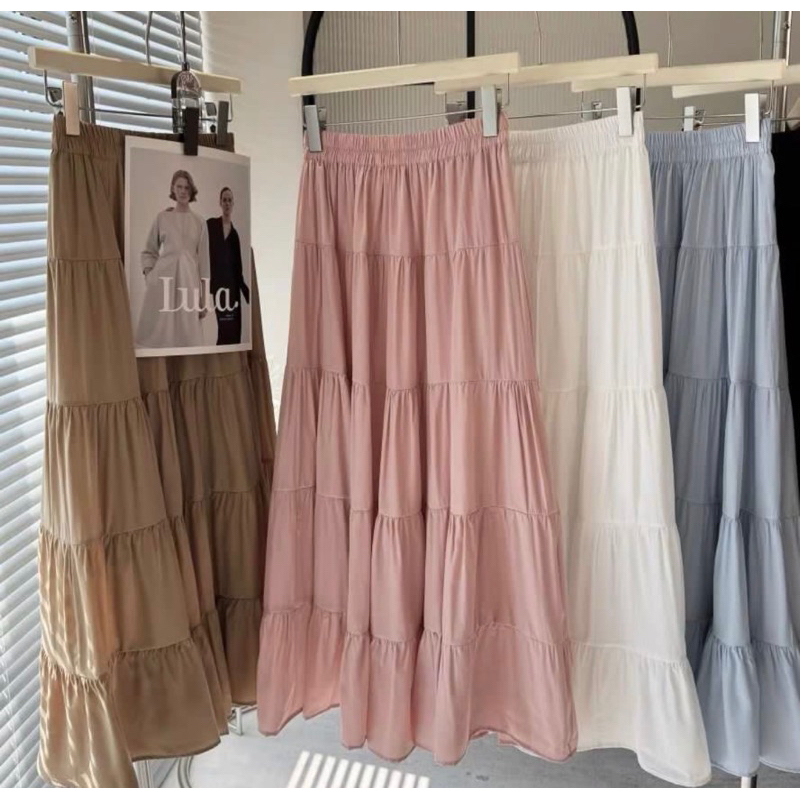 [SG INSTOCKS] Pinterest 5 Tier Storey Maxi Skater Skirt