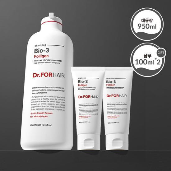 ❤️Dr.forhair Folligen Shampoo Bio-3 Shampoo 750 ml + 200 ml Hair Loss Relief Shampoo