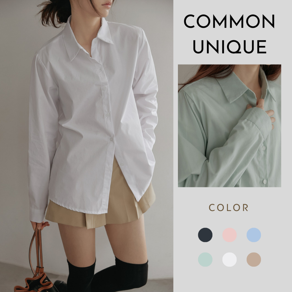 [เฉพาะที่ทั่วไป] [การสวมใส่ Yoona และ Jung Eun-ji] เสื้อเชิ้ตผ้าฝ้ายพื้นฐาน Linden_U52