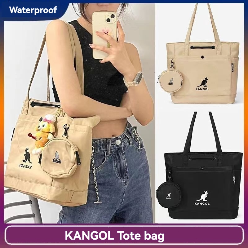 Kangol kangaroo Tote Bag Large-ความจุกระเป๋าถือกันน้ํากระเป๋าสะพายกระเป๋าไนลอนกระเป๋าหิ้วแบบพกพา