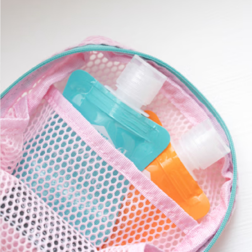 Daiso Korea Travel Mesh Square Pouch - สีชมพู