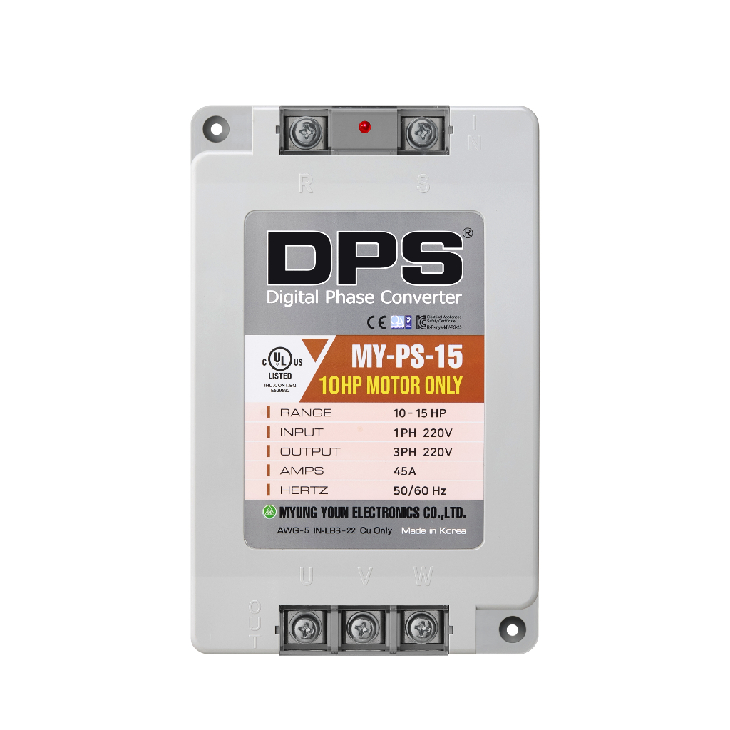 ตัวแปลง DPS Single to 3 Phase รุ่น MY-PS-15 ใช้สําหรับมอเตอร์ 10HP(7.5kW) 30A 220V 3 เฟส