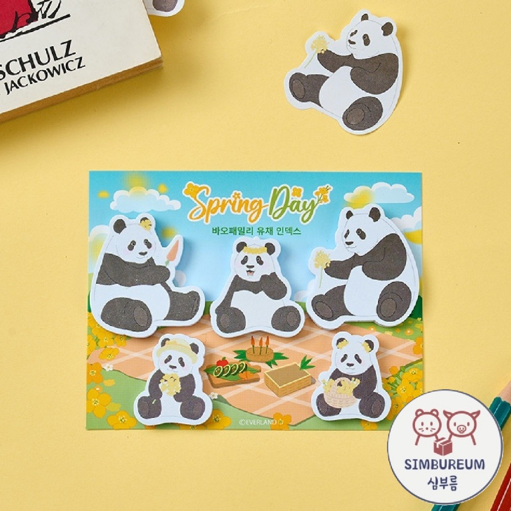 [Everland] Korea Panda Bao Family Spring Day Canola Flower Index Sticky Notes / Index Tabs