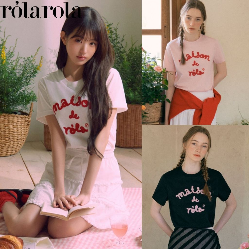 +++เพิ่มสี [ROLAROLA] MAISON DE ROLA EMBROIDERY T-SHIRT_6color / สินค้า KR แท้ 100%