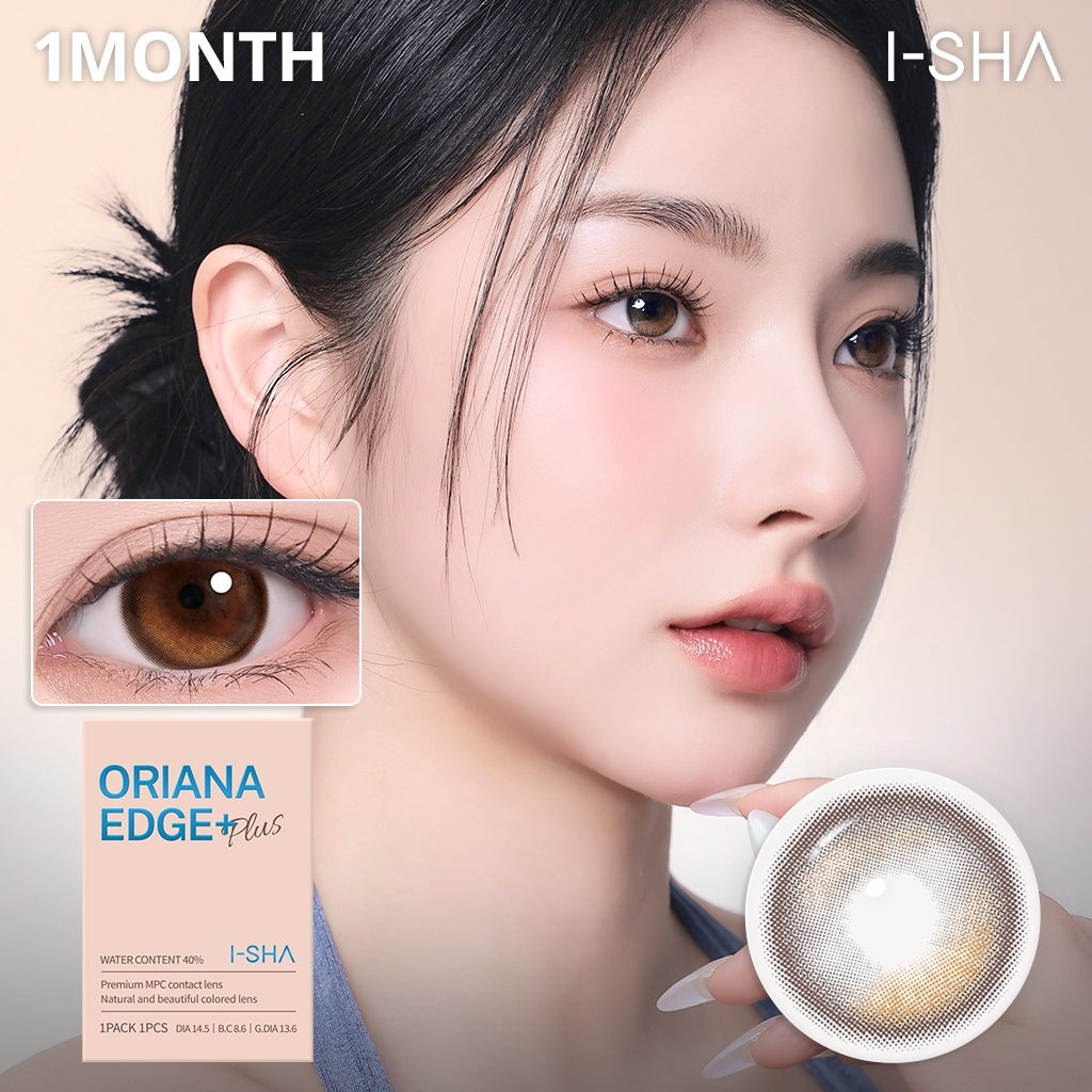 I-SHA ORIANA EDGE PLUS Brown คอนแทคเลนส์เกาหลี รายเดือน มีค่าสายตา Silicone Hydrogel