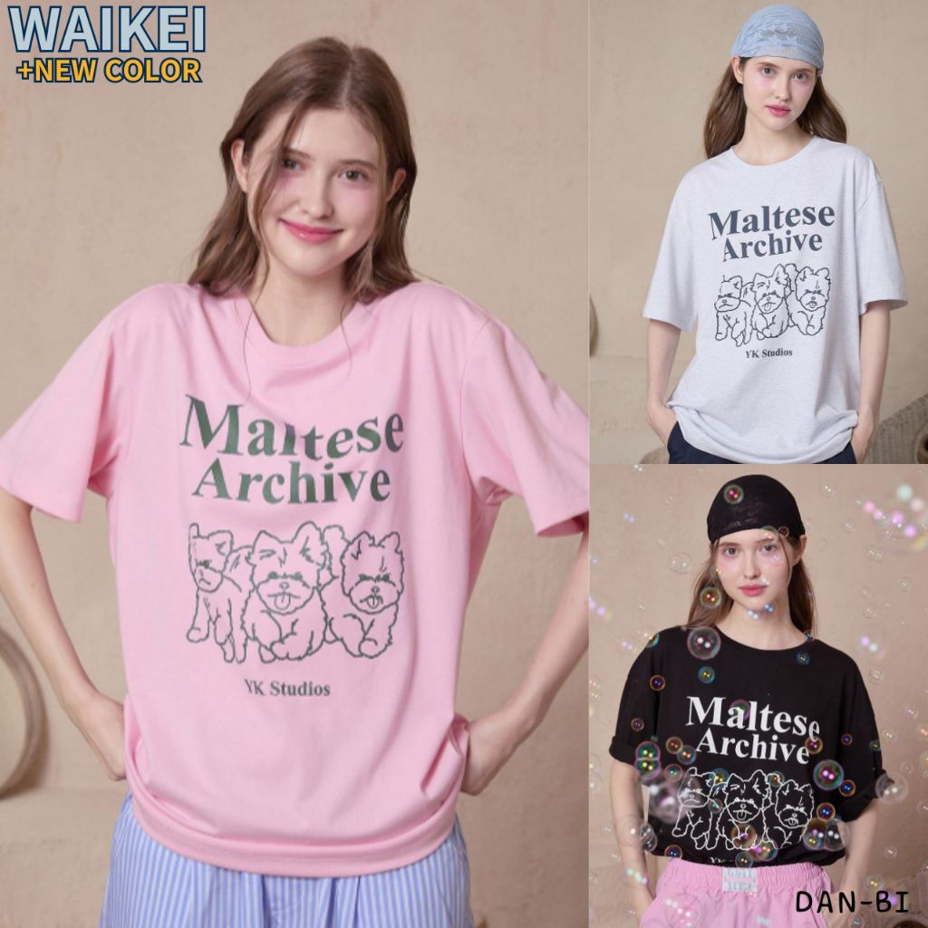+สีใหม่ 24s/s [WAIKEI] เสื้อยืดแขนสั้นกราฟิกแนวโค้ง Maltes / ของแท้ 100% / สินค้าเกาหลี