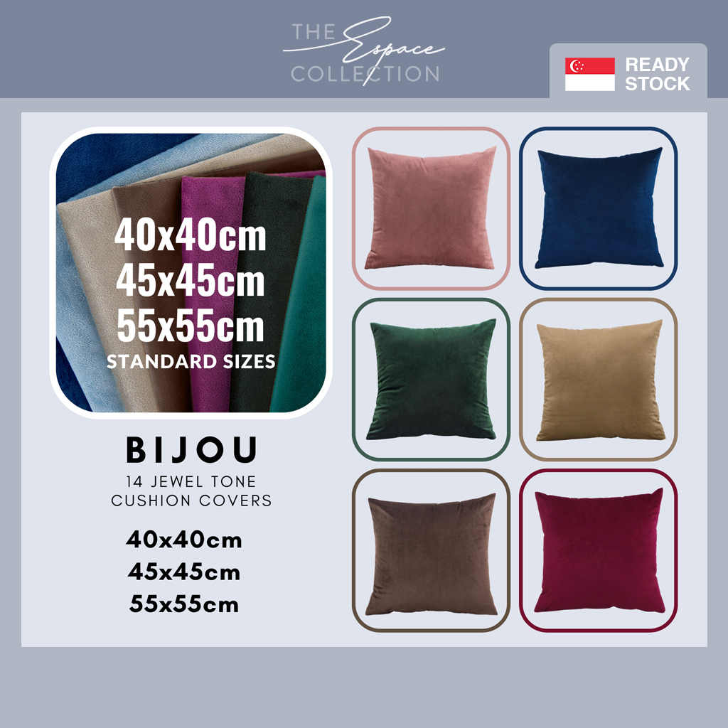 ESPACE BIJOU ปลอกหมอนอิงกํามะหยี่โซฟาโยนหมอนฝาครอบธรรมดาสีทึบ SG Home