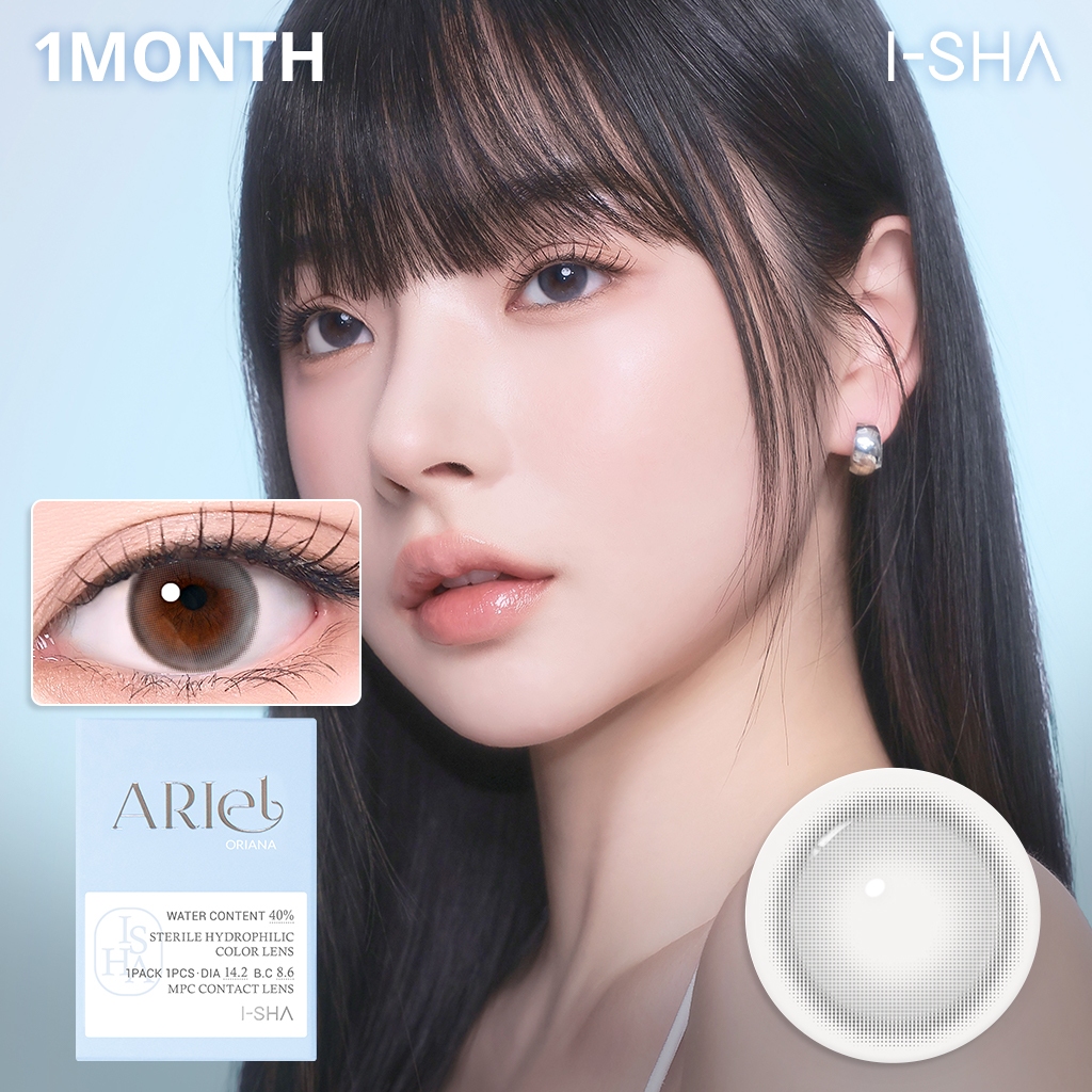 I-SHA ORIANA ARIEL Gray คอนแทคเลนส์เกาหลี รายเดือน มีค่าสายตา Silicone Hydrogel