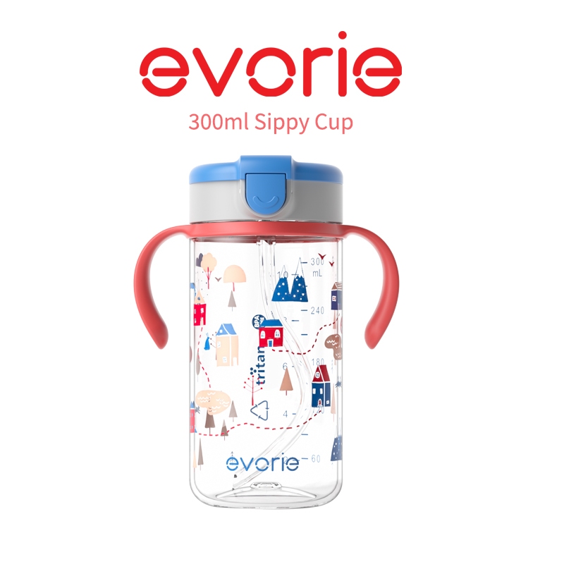 Evorie Tritan Sippy Straw Cup ขวดน้ําสําหรับเด็กวัยหัดเดินสําหรับเด็ก 1-4 ปี 300mL Happy Valley ไม่เ