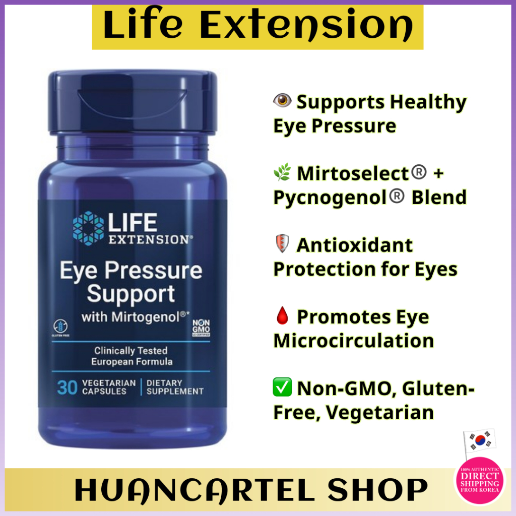 [Life Extension] Eye Pressure Support with Mirtogenol® แคปซูลเจ 30 แคปซูล | สูตรยุโรปแบบทดสอบทางคลินิก | จัดส่งจากกรุงเทพเกาหลี
