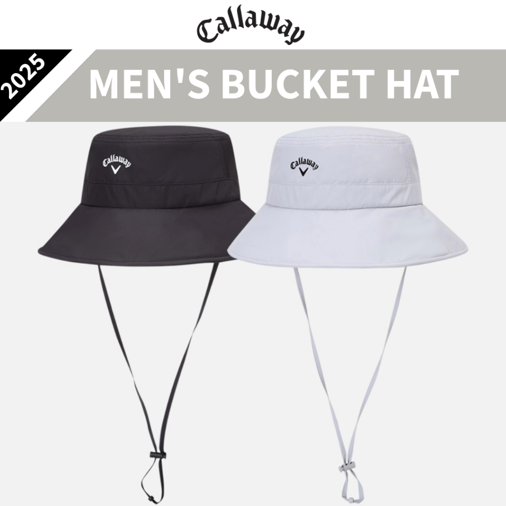 [ของแท้] Callaway 2025 Lining Mens Golf Bucket Hat (สีดํา/เทา)