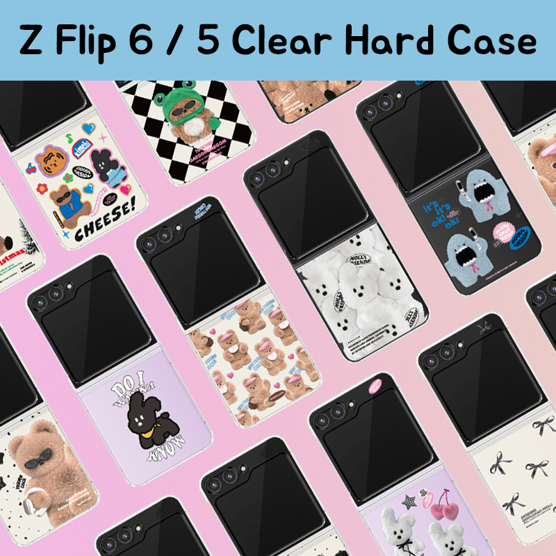 🇰🇷เคสโทรศัพท์ Z Flip 6 / 5 เกาหลี  MOMO CASE 2 Clear Hard Slim ออกแบบน่ารักคู่ Galaxy Samsung