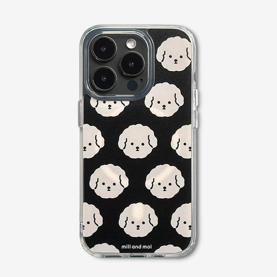 [Mill And Moi] เคสโทรศัพท์ใสแม่เหล็ก Black Cream Poodri
