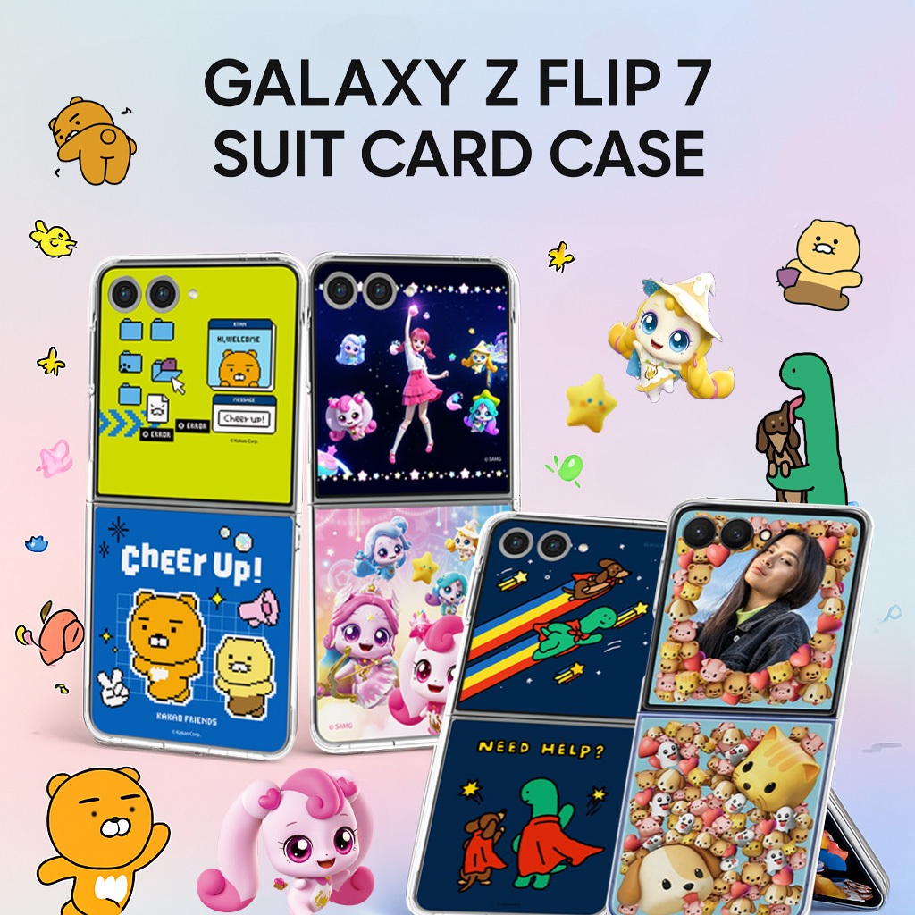 🇰🇷 Z Flip 7 Suit Card Case เกาหลี Clear NFC Card Protective ดีไซน์น่ารัก Samsung Galaxy
