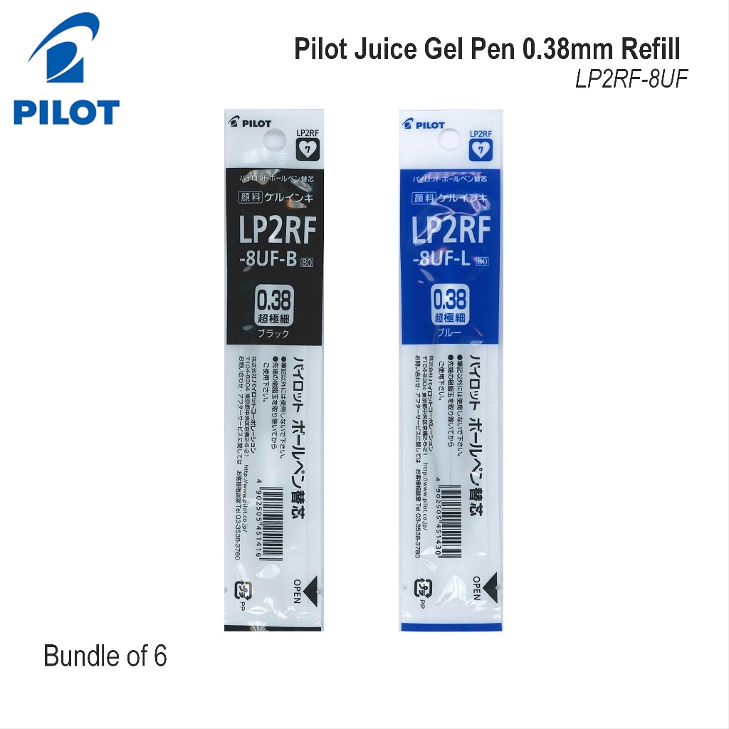 Pilot Juice 038 0.38mm Gel Pen Refill LP2RF-8UF Ultra Fine (มัด 6 ชิ้น)
