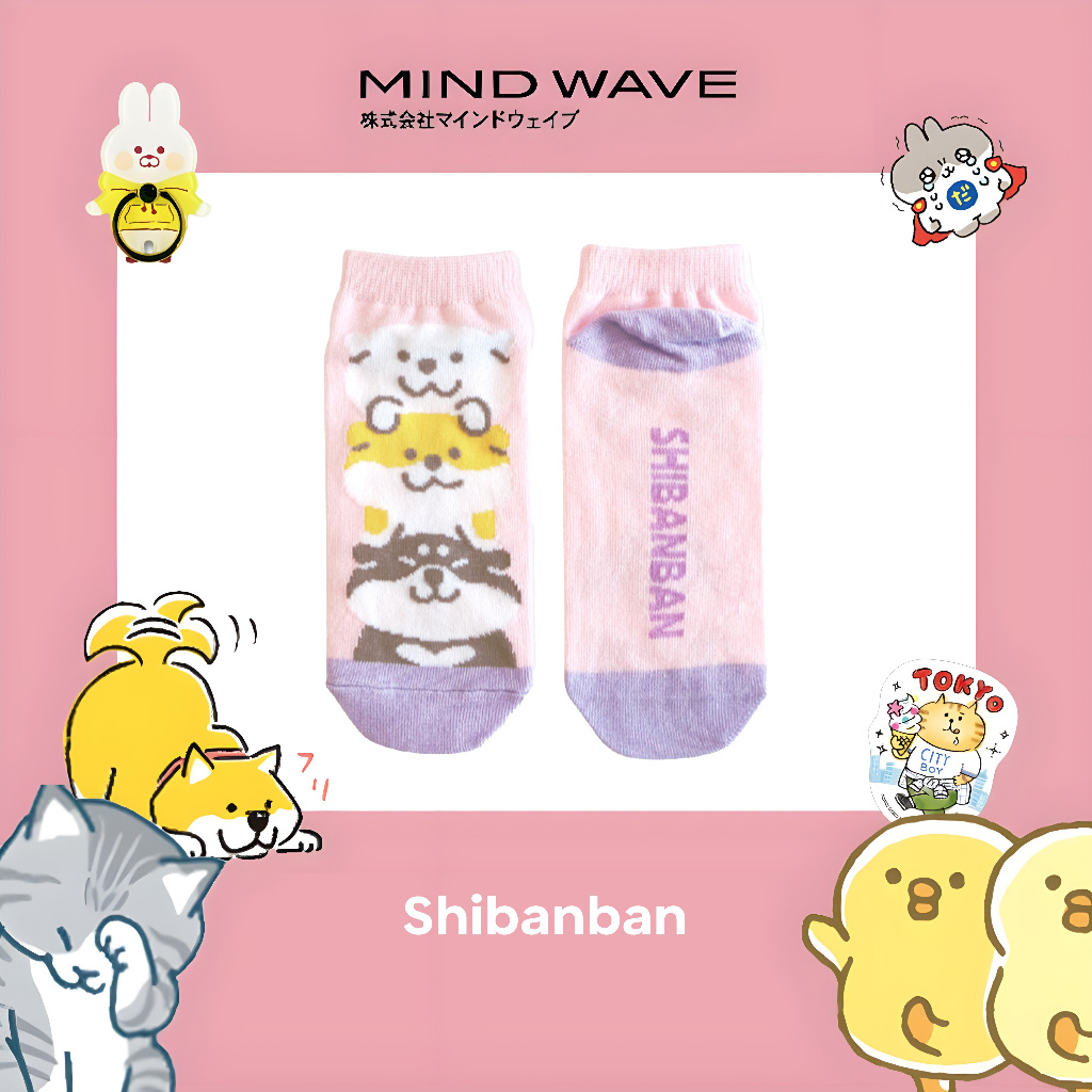 MIND WAVE ถุงเท้าน่าเอ็นดูอิ่มตัวเหมือนกับการแสดงออกที่ร่ํารวยและสนุกสนานของ Shiba Inu Shinnban 7527