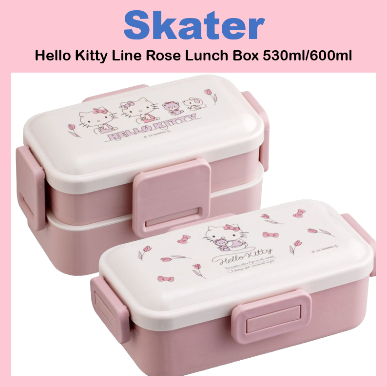 [SKATER] กล่องข้าว Hello Kitty Line Rose 530ml PFLB6AG, 600ml PFLW4AG