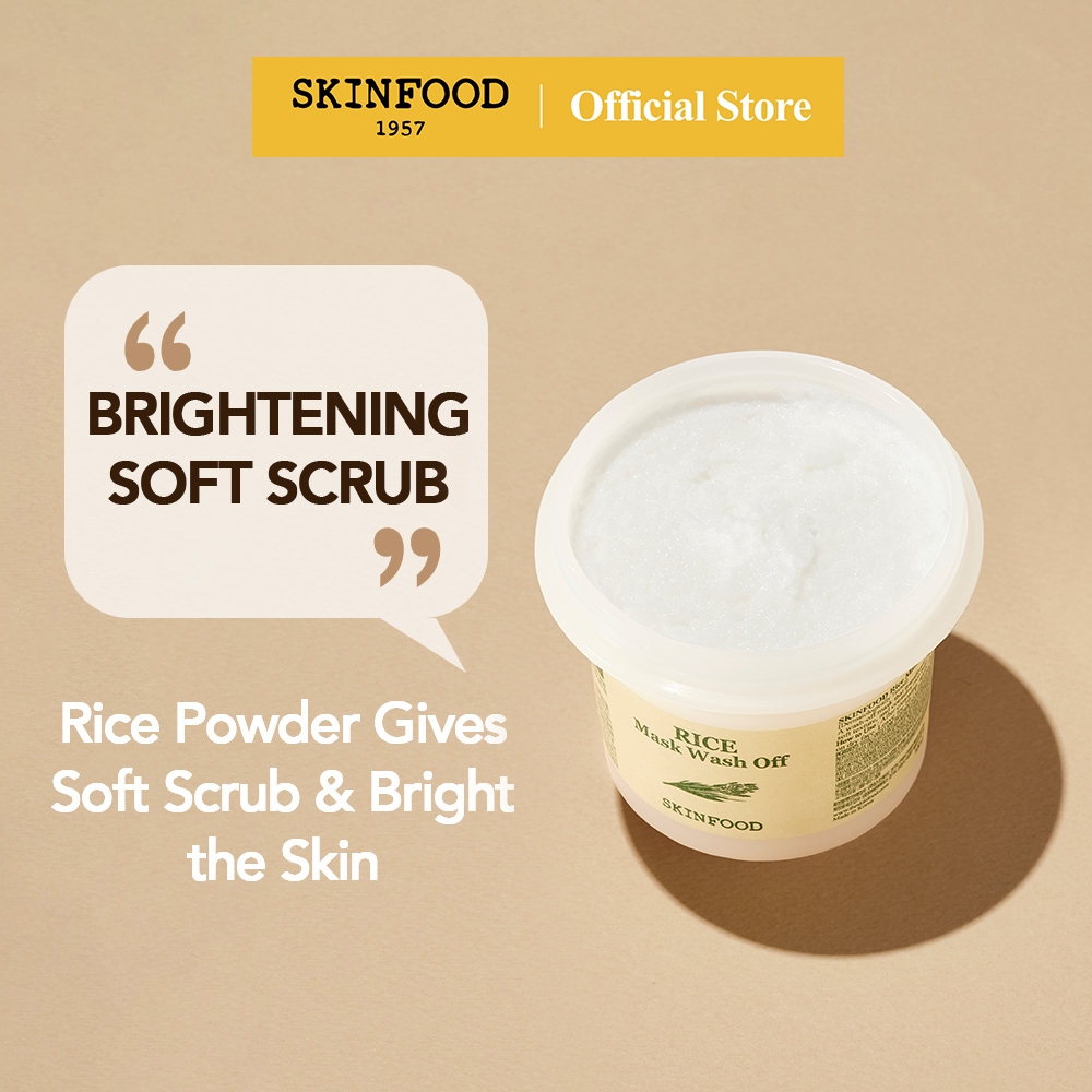 [SKINFOOD Official] มาส์กข้าวแบบล้างออก 120g ผิวนุ่ม บำรุงผิว ตัวช่วยผลัดเซลล์ผิว และ ป้องกันฝ้า กระ จุดด่างดำ Rice Mask Wash Off