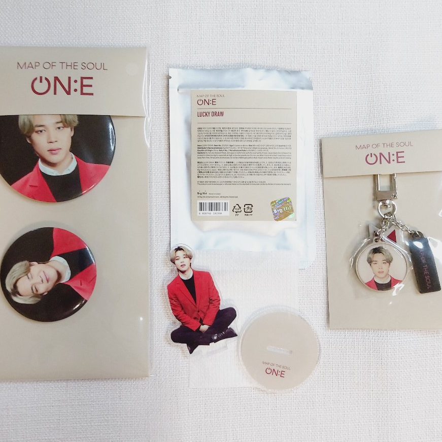 BTS Jimin สินค้าแท้ | MAP OF THE SOUL ON:E Can Button Goods & Cover Set, Lucky Draw Acrylic Stand, F
