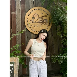 Aurora 🛒พร้อมส่ง🚚 (รูปถ่ายจากงานจริง)เสื้อสายเดี่ยวไหมพรม คล้องคอ สไตล์เกาหลีแบบแซ่บมาก ผ้านิ่มใส่สบาย