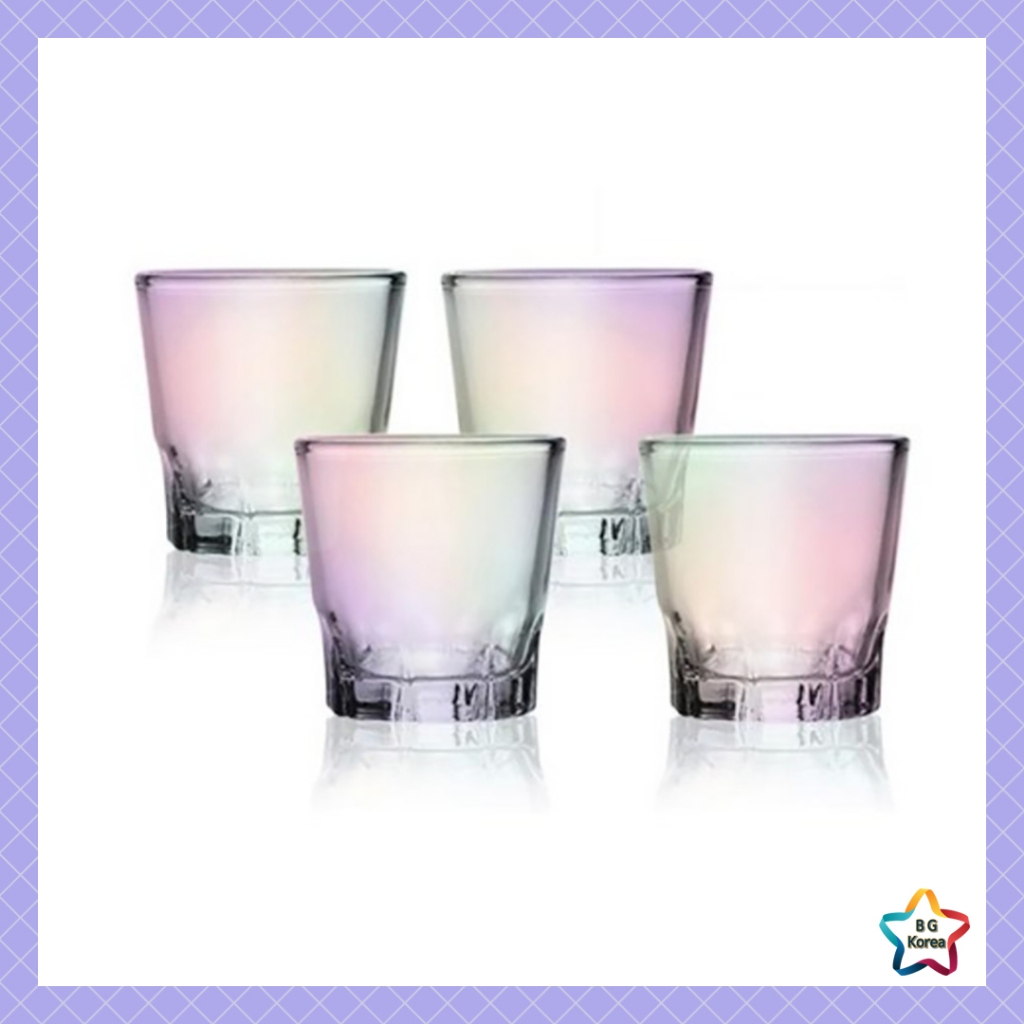Aurora Glass 55ml Soju Glass ชุด 4 ถ้วยน้ําดื่ม Iridescent หรูหราสําหรับเกาหลี Liquor Shot ออกแบบทนท