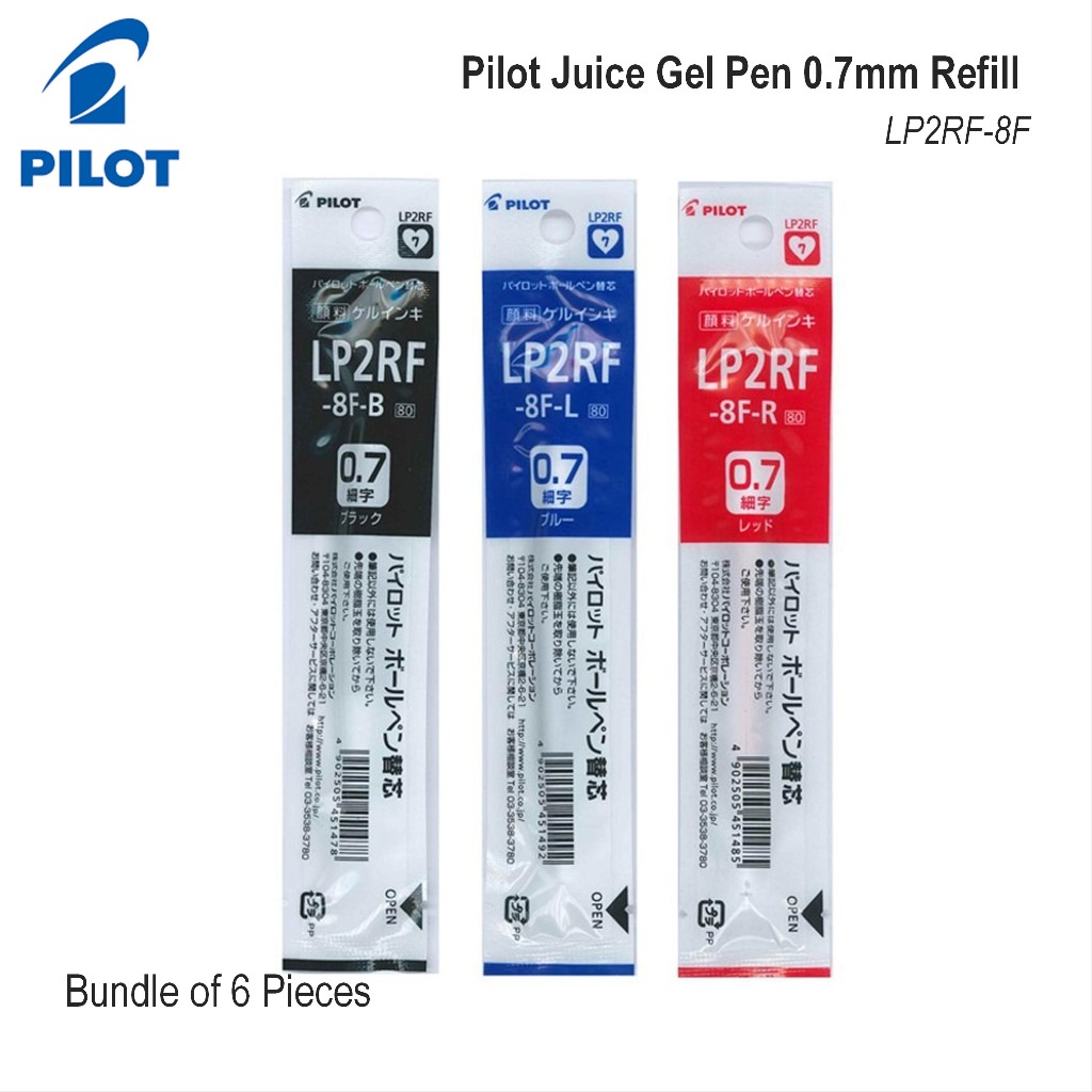 Pilot Juice 07 0.7mm Gel Pen Refill LP2RF-8F Fine (มัด 6 ชิ้น)