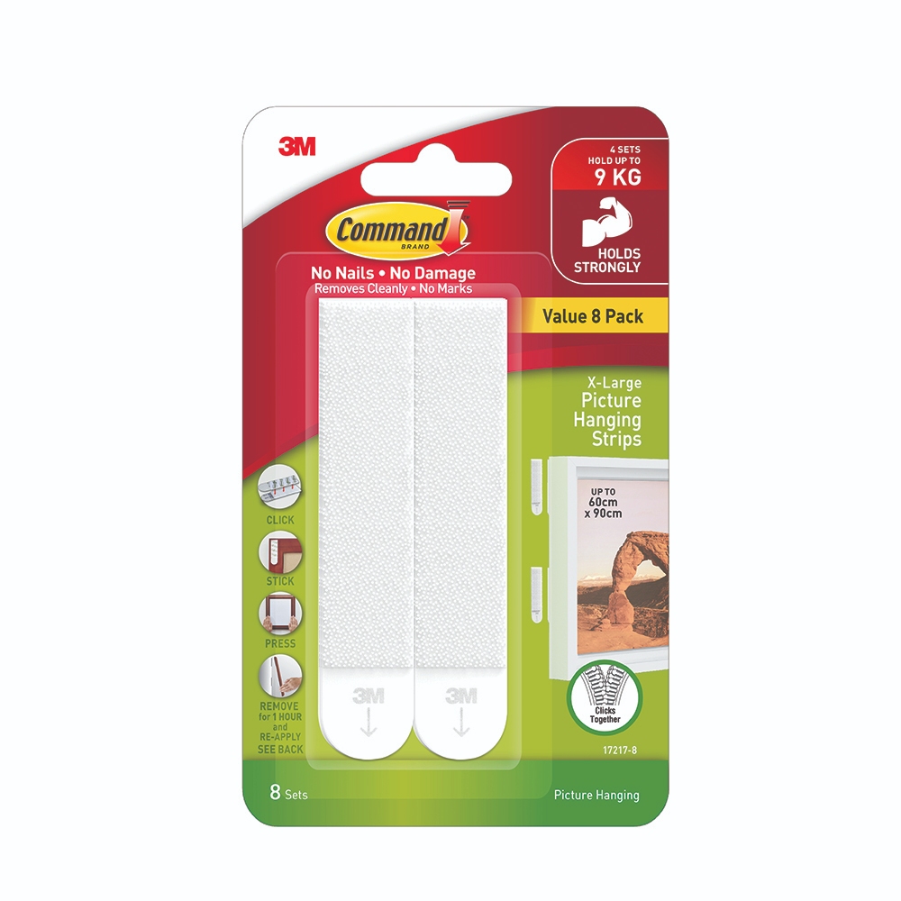 Command 17217-8ES X-Large Picture Hanging Strips Value Pack สีขาว (8 คู่/แพ็ค)