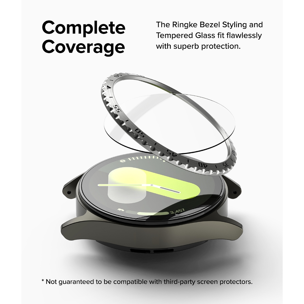 Ringke Bezel Styling & Glass สําหรับ Galaxy Watch 7 40mm น้ําหนักเบากาวกรอบสแตนเลสพร้อมตัวป้องกันหน้าจอ ราคา ถูกที่สุด ดีลบีเคเค แกลเลอรีภาพที่ 3