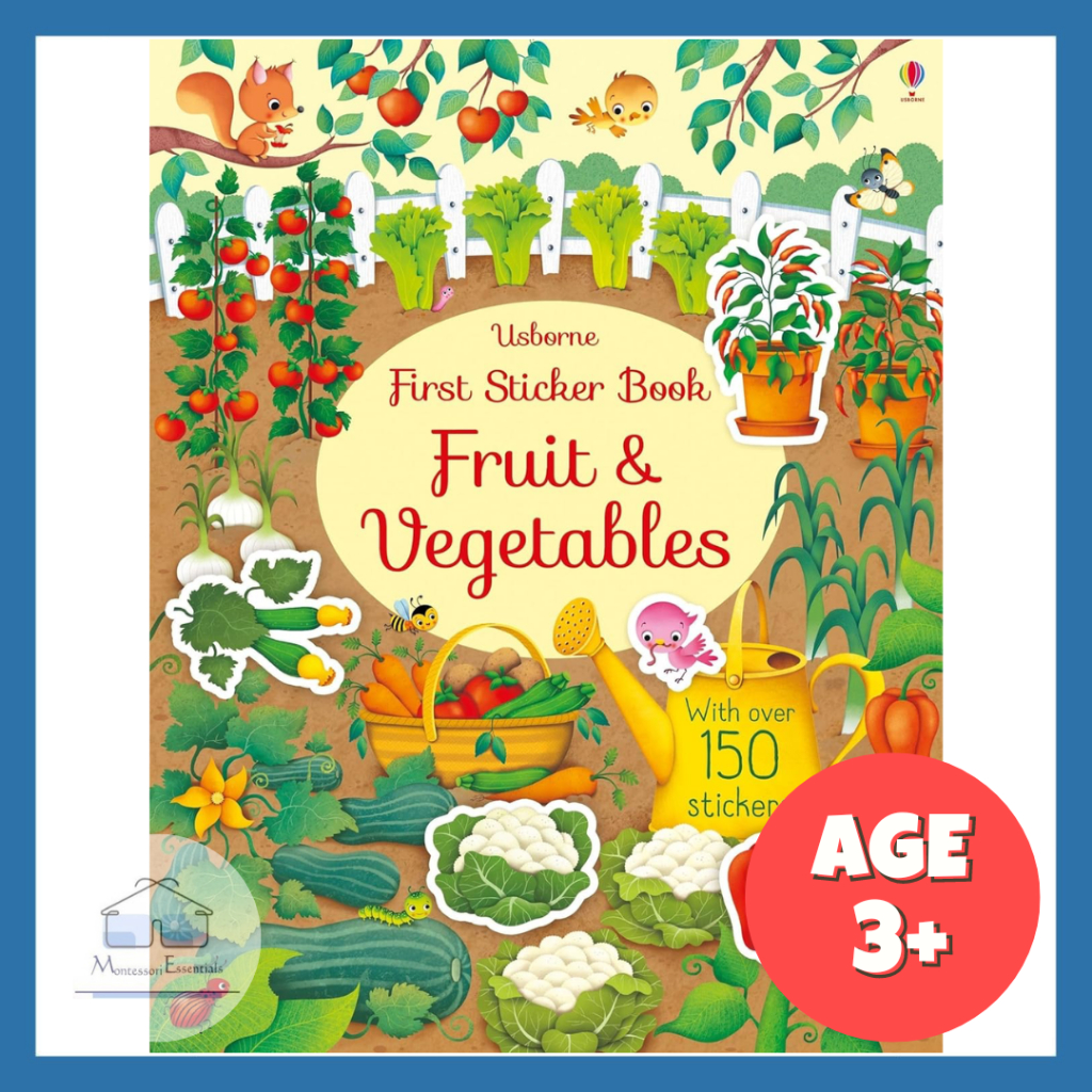 (ผลไม้และผัก) Usborne First Sticker Book หนังสือสติกเกอร์สําหรับเด็ก กิจกรรมสําหรับเด็ก ปฐมวัย